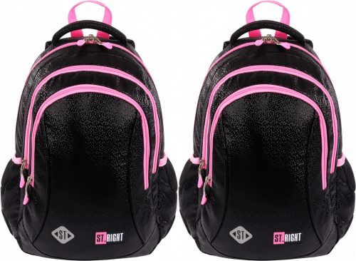 St.Right Girls' Black Glitter 3-Compartment 20L Waterproof School Backpack
