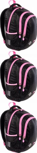 St.Right Girls' Three-Chamber School Backpack with Reflective Safety Features, 20L - Black and Pink