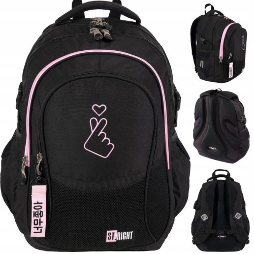  ST.RIGHT Multi-compartment school backpack, black, pink tones, 23 years