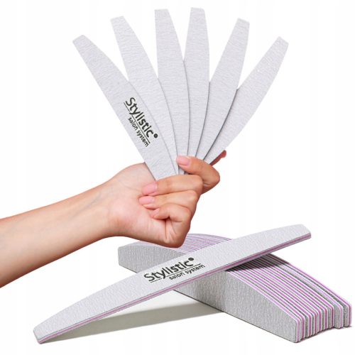  10 x CLARESA STYLISTIC NAIL FILE HALF-MOON BOAT 100/180