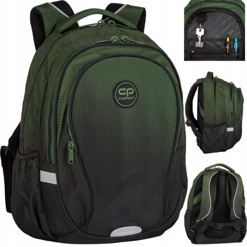  CoolPack Multi-Compartment School Backpack, Black, Green Shades