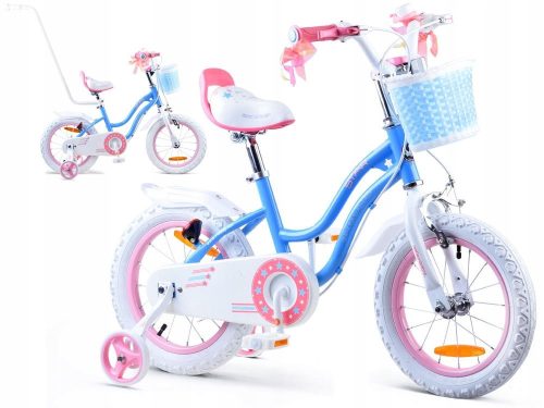  RoyalBaby STAR GIRL RB14G-1 14" Bicycle White, Blue, Pink