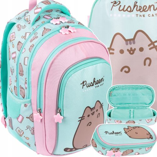  PUSHEEN ST.Right MINT Cat Kitten Backpack FOR GIRLS GRADE 1-3 + 2 more products
