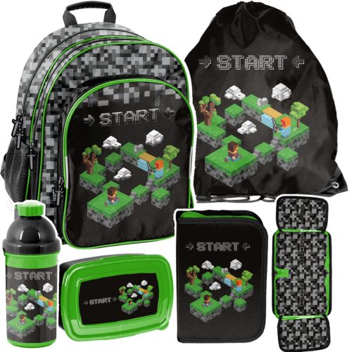  Minecraft Multi-Compartment School Backpack Paso Black, Grey and Silver Tones, Green Tones, Multicolor 18 l + 5 more products