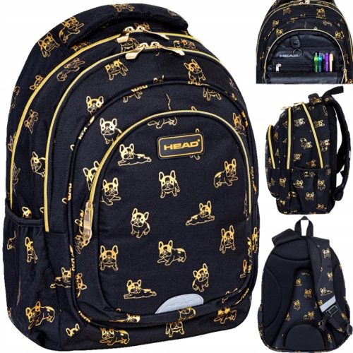 Youth School Backpack - Astra Head Black with Golden Bulldogs Design