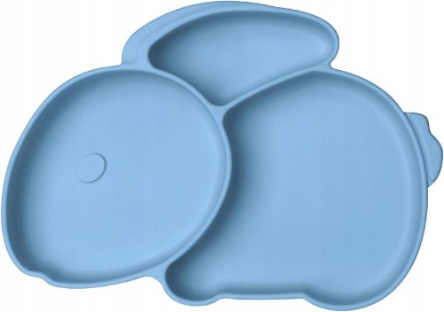  SILICONE PLATE WITH SUCTION CUP CHILDREN'S PLATE 3 COMPARTMENTS BLUE