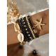  SHELL JEWELRY SET BRACELETS PEARLS GOLD BLACK