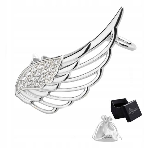  Silver ear cuff Rhodium plated Wing with cubic zirconia Left earring Silver pr 925