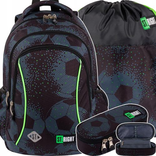  ST.RIGHT Multi-compartment school backpack, black, green tones, 20 l + 2 more products