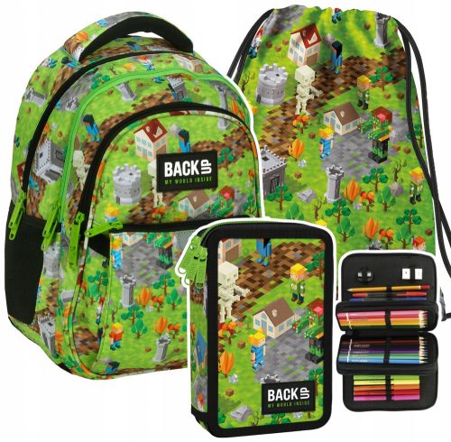  School backpack with multiple compartments Backup Black, Grey and silver tones, Green tones, Multicolored 24 l