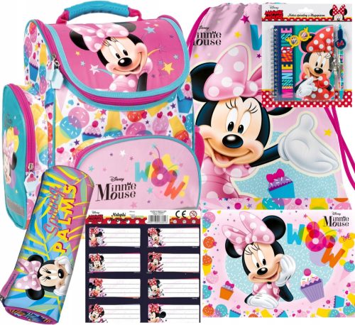  6-IN-1 SCHOOL BACKPACK, MINNIE MOUSE PENCIL CASE, BAG, DERFORM STICKERS