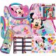  6-IN-1 SCHOOL BACKPACK, MINNIE MOUSE PENCIL CASE, BAG, DERFORM STICKERS