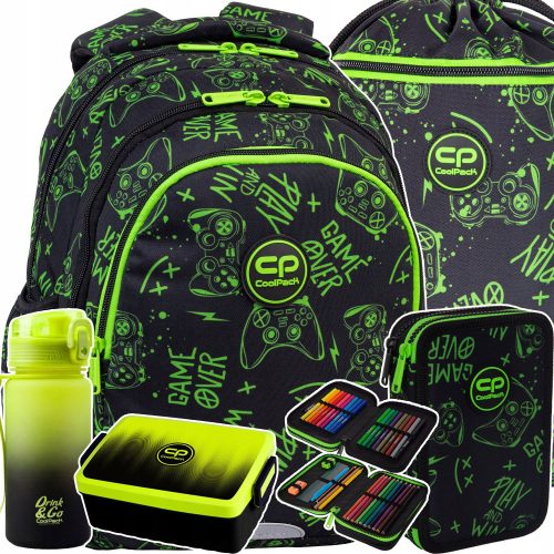  CoolPack Multi-Compartment School Backpack, Black, Green Shades, 21 l + 4 more products