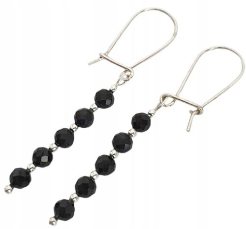  925 SILVER HANGING EARRINGS WITH BLACK TOURMALINE TOURMALINE