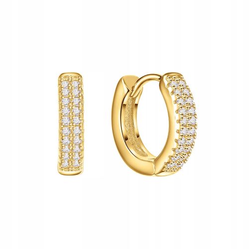  Silver gold-plated hoop earrings with zircons 1.4 cm SADVA