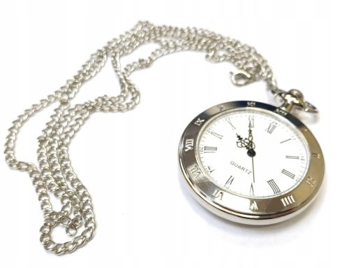  Roman numeral pocket watch, compass - retro style - silver