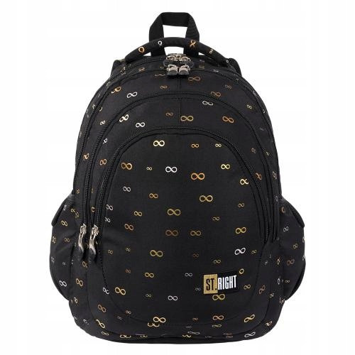  ST.RIGHT Multi-compartment school backpack, black, yellow and gold tones, 23 years old