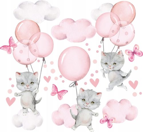  Wall sticker CATS KITTENS BALLOONS 50x100cm CAT 5