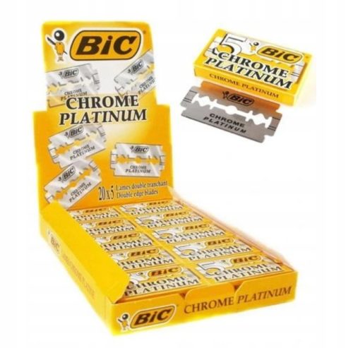  Bic Razor Blades for Men, Disposable, Chrome, Platinum, 5 Pack