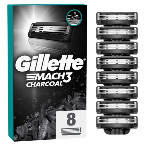  Gillette Mach3 Charcoal replacement blades for men's razors 8 pieces