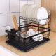  DOUBLE LEVEL DRYING RACK FOR DISHES, BLACK, STANDING FOR PLATES AND CUTLERY