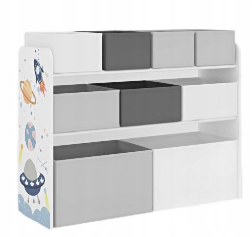  COSMOS PLANET WHITE GRAY WOODEN BOOKSHELF FOR KIDS ORGANIZER BIN