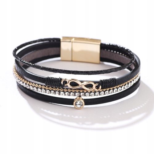  Suede Infinity Bracelet Black Gold