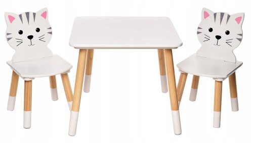  WHITE GRAY TABLE CAT TABLE CAT 2 CHILDREN'S CHAIRS