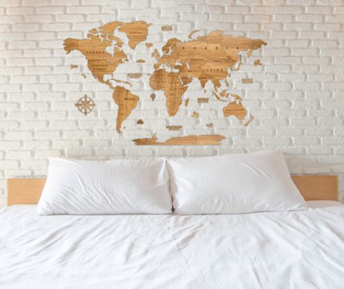  Wooden World Map Gold Oak 150x80cm Premium