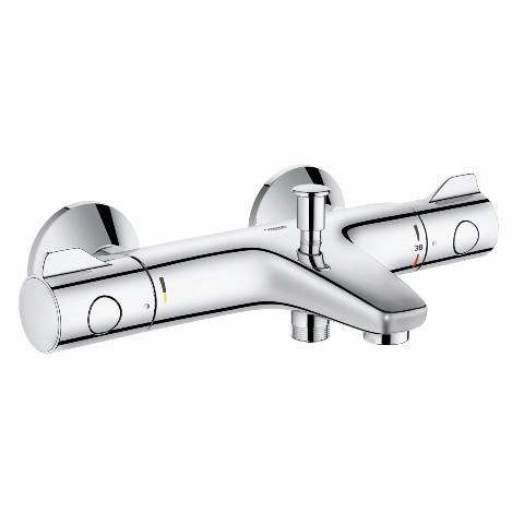  Grohe Grohtherm 800 chrome wall-mounted bath and shower mixer with two handles