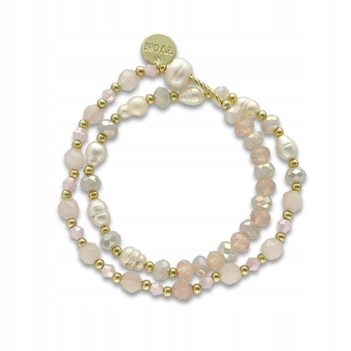  Gold plated bracelet with pearl and quartz crystals wrapped in a gift box