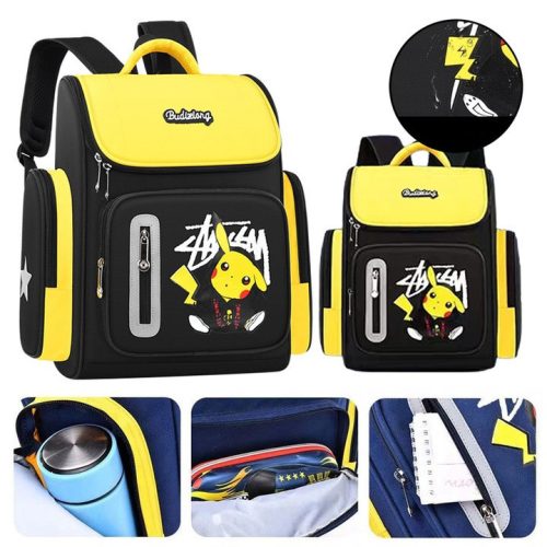  Pokemon black school backpack with multiple compartments