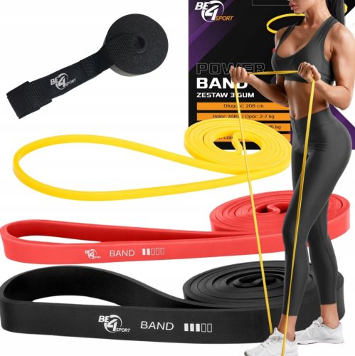  SET OF 3 POWER BAND RESISTANCE BANDS 2-23kg Be4S