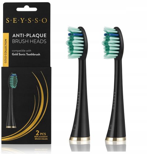  SEYSSO Gold Black Anti-Plaque Sonic Toothbrush Tips, 2 Pack