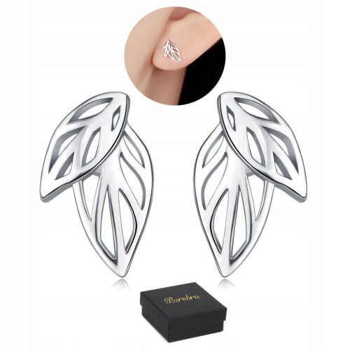  925 SILVER EARRINGS Silver Studs Leaf Women's