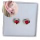  Silver earrings heart hearts beautiful free cloth box ruby