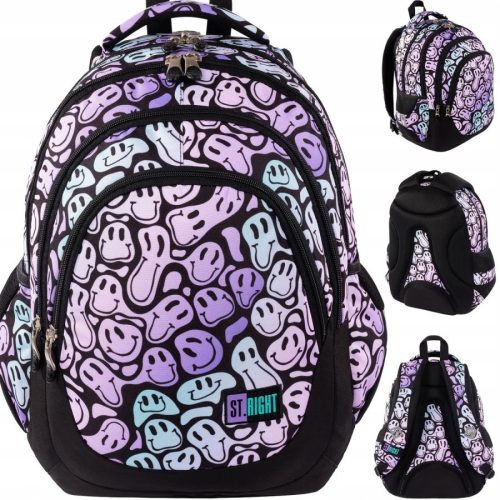  ST.RIGHT Multi-compartment school backpack, black, purple tones, multicolored, 23 years