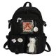 Black School Backpack for Girls with Teddy Bear Keychain and Accessories