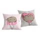  CUSHION 40x40 CAT KITTEN PUSHEEN DOUBLE-SIDED NAPTIME PINK GRAY