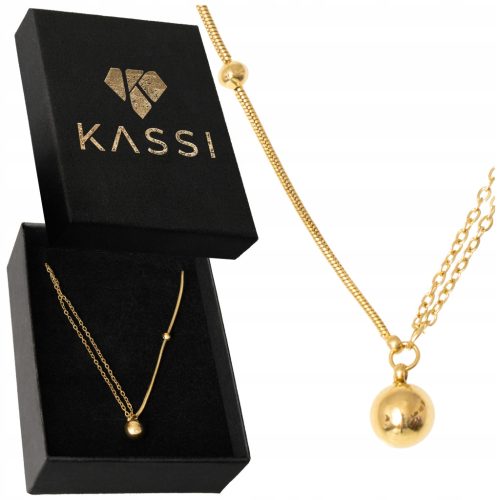  Gold women's necklace surgical steel Balls - free box