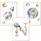  Set of 3 A3 posters "Space Planets", child's name