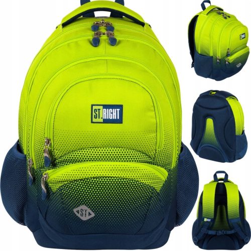  ST.RIGHT Multi-Compartment School Backpack, Black, Blue, Yellow and Gold, 26 l