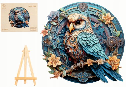  LARGE WOODEN PUZZLE 344 PIECES WISE OWL IN A WOODEN BOX