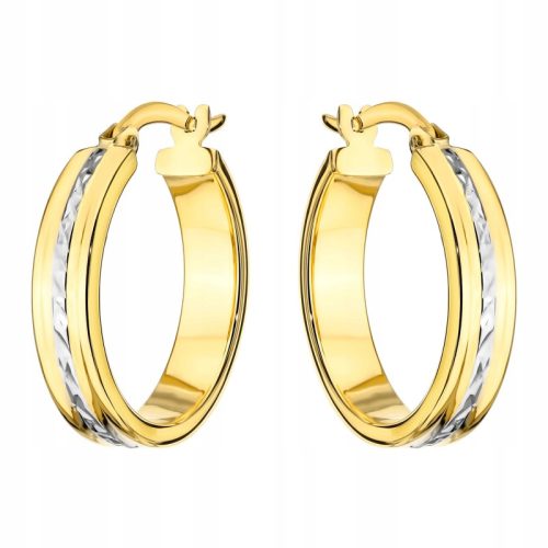  GOLD EARRINGS pr. 585 Two-color Diamond Circles Inside 14k