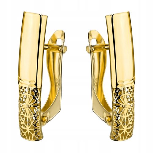  GOLD EARRINGS English pr. 585 SMOOTH with Openwork Decoration 14k