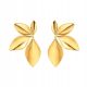  Gold earrings in the shape of a wing leaf, elegant, lightweight, steel studs