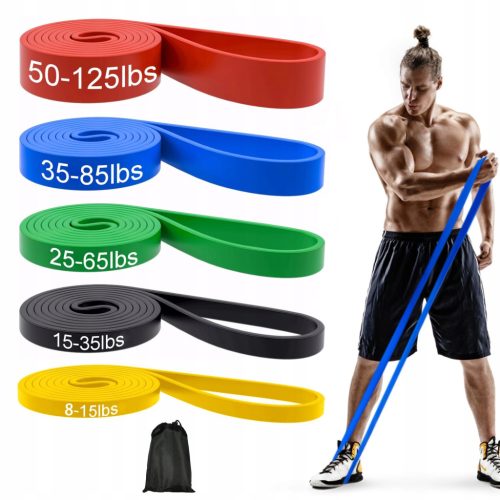  EXERCISE BANDS RESISTANCE BANDS LATEX POWER BANDS SET OF 5 SOLID