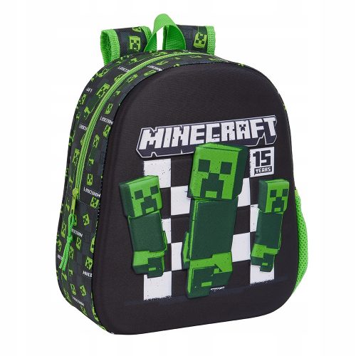  Minecraft Safta Kindergarten Backpack with One Compartment for Boys and Girls, Black, Green Shades