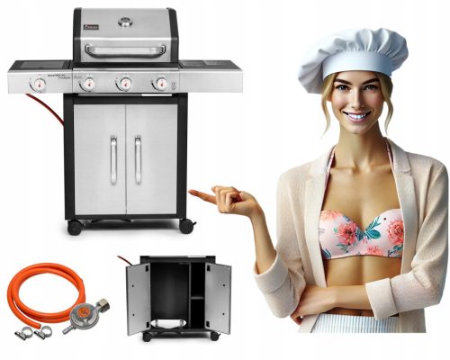  ACTIVA GAS GRILL QUATRO INOX 3+1 CAST IRON GRID
