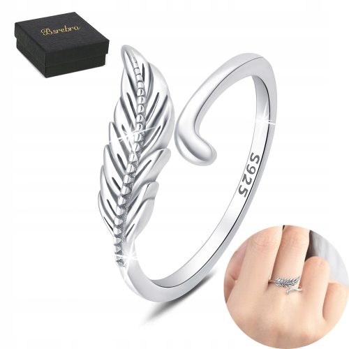  Silver Ring 925 with Feather Silver Rings Adjustable Silver